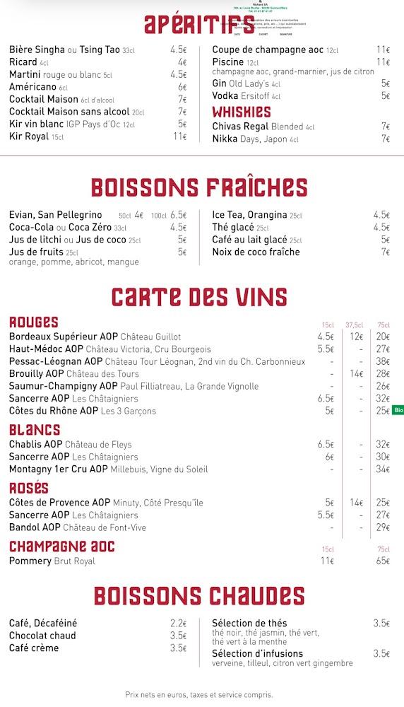 Carnot Thaï - Menu Image 1